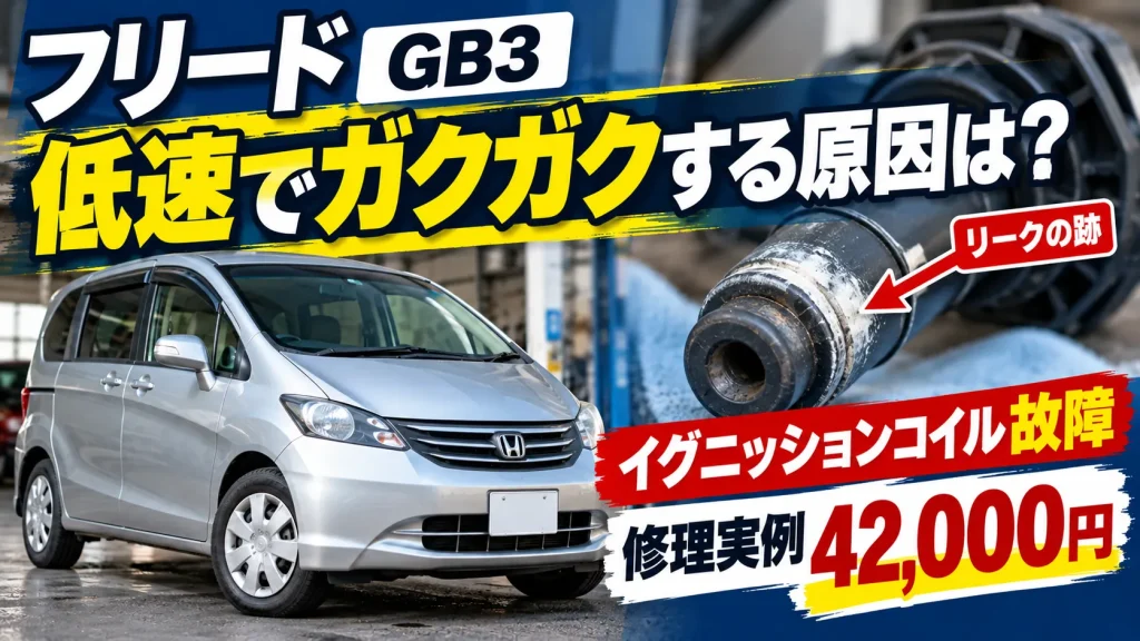 フリードGB3が低速でガクガクする原因とイグニッションコイルのリーク痕、修理費用42,000円を紹介する画像