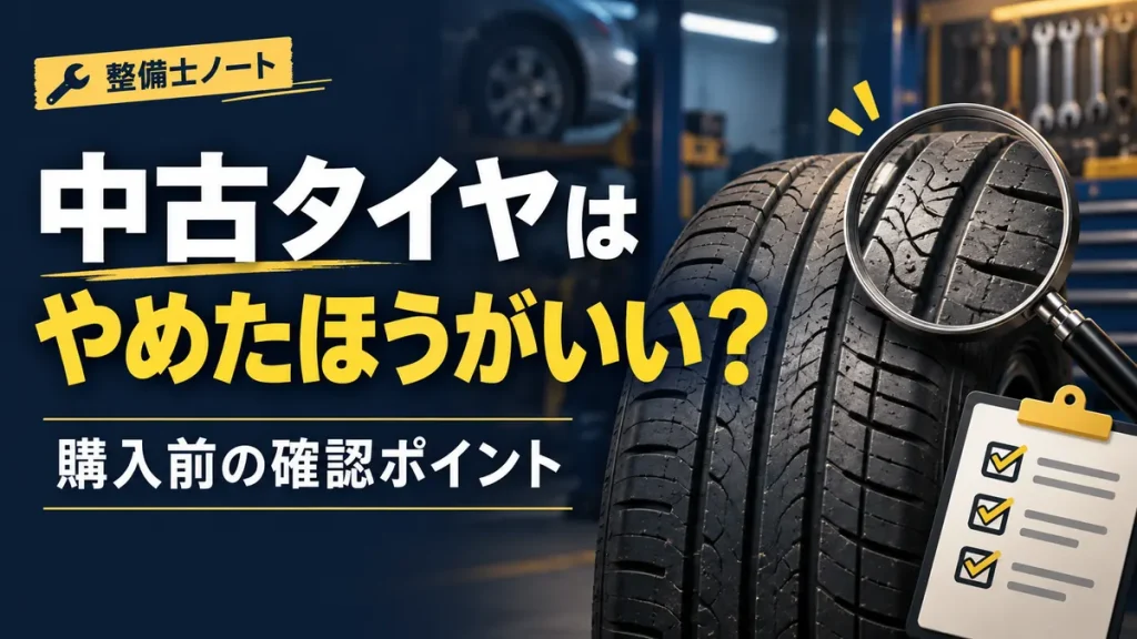 中古タイヤはやめたほうがいいか、購入前の確認ポイントを解説する記事のアイキャッチ