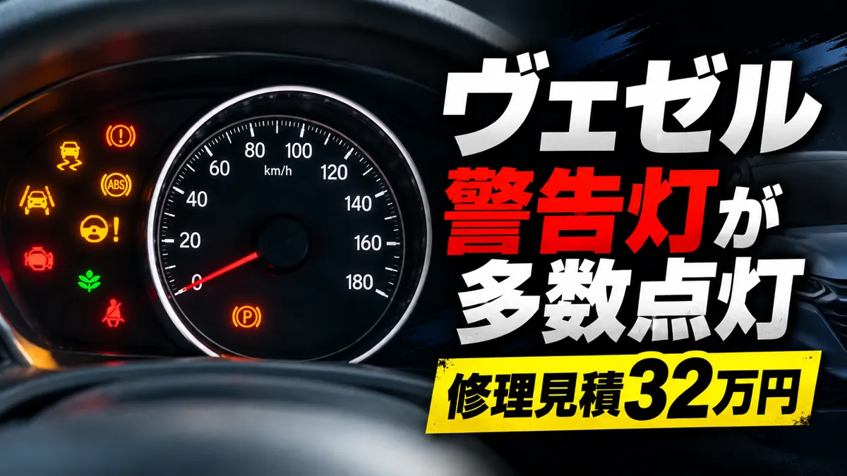 ヴェゼルの警告灯多数点灯と修理見積32万円を伝える記事アイキャッチ
